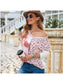 Anna-Kaci V Neck Mixed Print Mesh Long Sleeve Regular Fit Shirt for Women