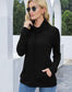 Anna-Kaci Waffle Knit Cowl Neck Pullover Top Front Pocket Pouch Long Sleeve for Women