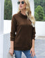 Anna-Kaci Waffle Knit Cowl Neck Pullover Top Front Pocket Pouch Long Sleeve for Women