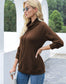 Anna-Kaci Waffle Knit Cowl Neck Pullover Top Front Pocket Pouch Long Sleeve for Women