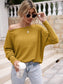 Anna-Kaci Waffle Knit One Off Shoulder Long Sleeve Top Solid Color for Women Large 8-10 / Yellow