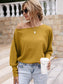 Anna-Kaci Waffle Knit One Off Shoulder Long Sleeve Top Solid Color for Women
