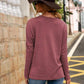 Anna-Kaci Waffle Knit Shirt Pocket Long Sleeve V Neck Line Light Top for Women