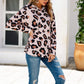 Anna-Kaci Waffle Knit Thin Light Leopard Print Hoodie Adjustable Strings for Women