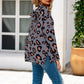 Anna-Kaci Waffle Knit Thin Light Leopard Print Hoodie Adjustable Strings for Women