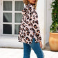 Anna-Kaci Waffle Knit Thin Light Leopard Print Hoodie Adjustable Strings for Women