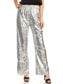 Anna-Kaci Women's Stretch Waist Sparkly Sequin 70,s Disco Flare Wide Leg Pants - Anna-Kaci Small / Silver