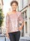 One Shoulder Cap Sleeve Sequin Top