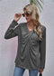 Anna-Kaci Solid Color Twist Front One Shoulder Long Sleeve Shirt for Women Small 0-4 / Dark Gray