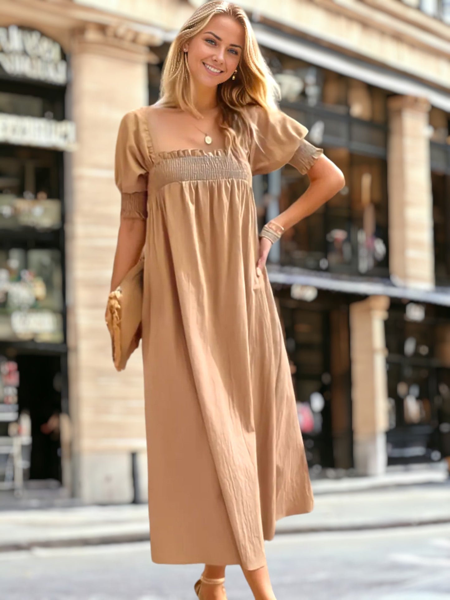 Puff Sleeve Empire Dress