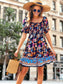 Square Neck Multicolor Floral Dress