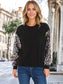 Sparkle Sequin Tops Sweatshirt Long Lantern Sleeve Pullover