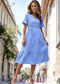 V Neck Gingham Tiered Dress