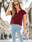 Split V Neck Flutter Sleeve Blouse