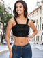 Stretchy Sequins Crop Top Square Neck Wide Sparkling Tube Tops