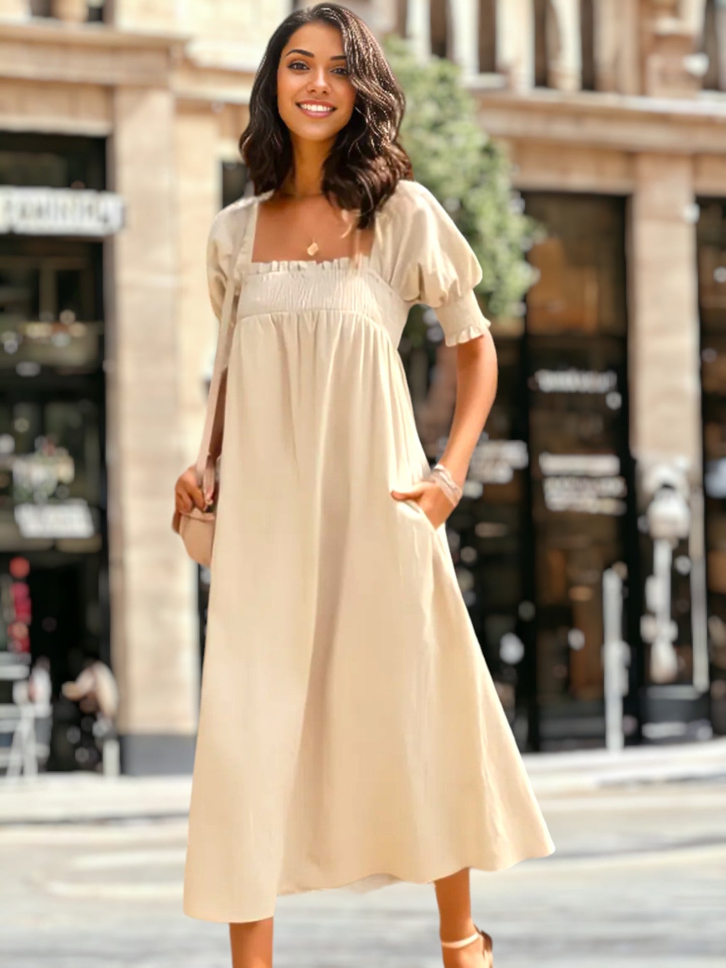 Puff Sleeve Empire Dress