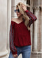 Two Tone Surplice V Neck Sweater