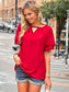 Keyhole Neck Front Eyelet Blouse