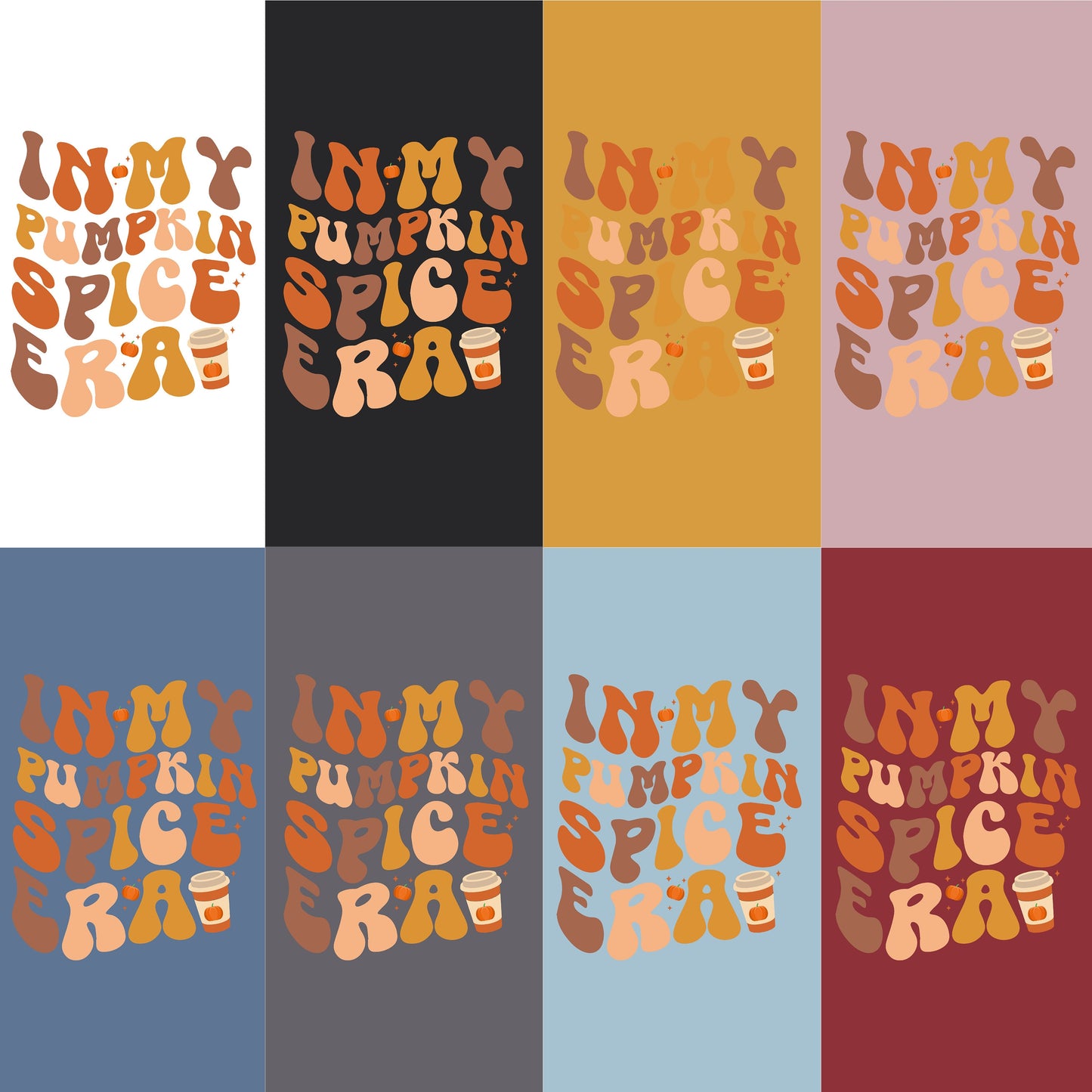 In My Pumpkin Spice Era Retro T-Shirt - Rustic Autumn Vibes, Latte, Groovy Sparkles, Retro Fall Top, Fall Shirt, Autumn Colors