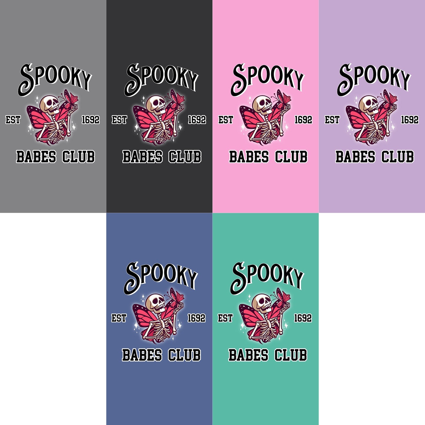 Spooky Babes Club Skeleton Butterfly Tee - Mystical Vibes, Est. 1692, Goth Tee, Goth Babe, Boho T-Shirt