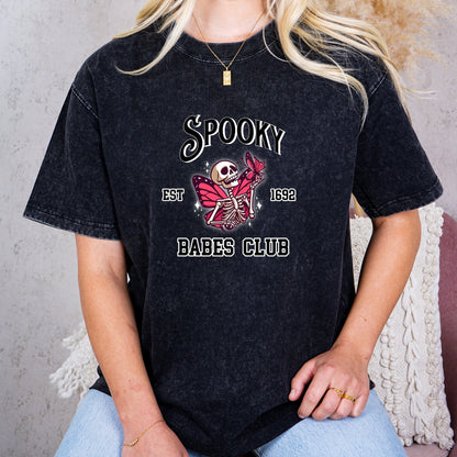 Spooky Babes Club Skeleton Butterfly Tee - Mystical Vibes, Est. 1692, Goth Tee, Goth Babe, Boho T-Shirt