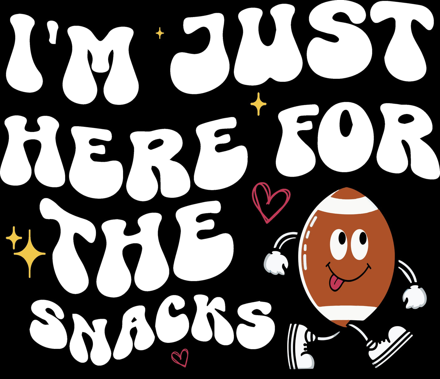 I'm Just Here for the Snacks Retro Football Tee - Game Day Fun, Funny Tee, Snack Lover, Retro Tee, Tailgate Tee