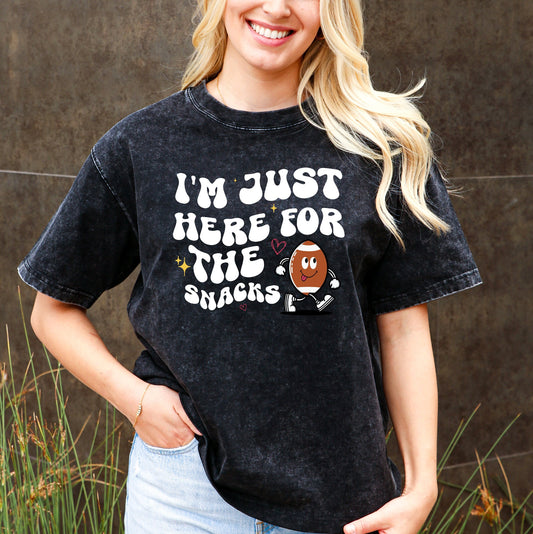I'm Just Here for the Snacks Retro Football Tee - Game Day Fun, Funny Tee, Snack Lover, Retro Tee, Tailgate Tee