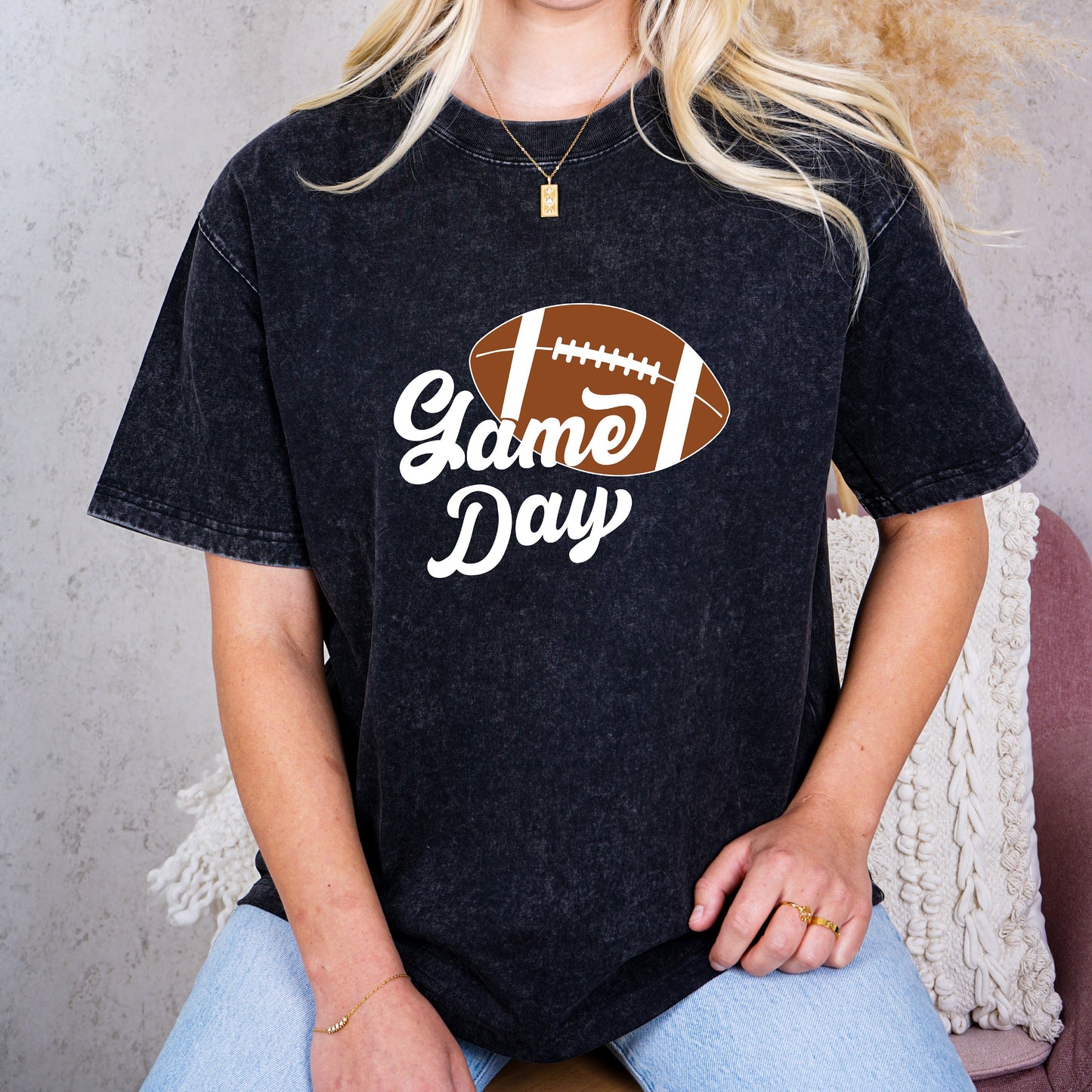 Game Day Groove White Font Tee - Football Backdrop, Sports Event Vibes, Tail Gate Tee, Football Tee, Sports Tee, Sports Girl