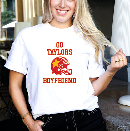 Go Taylor Swift Boyfriend Girl Game Day KC Chiefs T-Shirt - Helmet, Star Logo, Cheerleader Vibes, Swiftie, Game Day, Football Tee