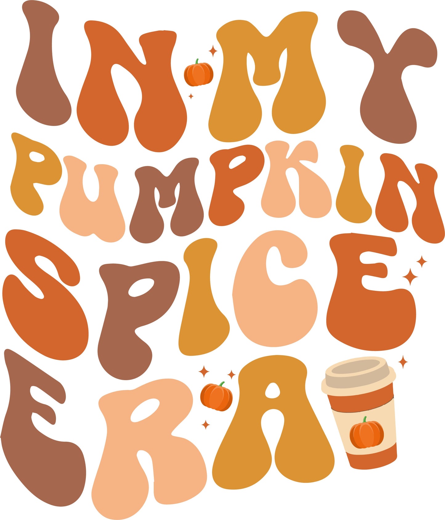 In My Pumpkin Spice Era Retro T-Shirt - Rustic Autumn Vibes, Latte, Groovy Sparkles, Retro Fall Top, Fall Shirt, Autumn Colors