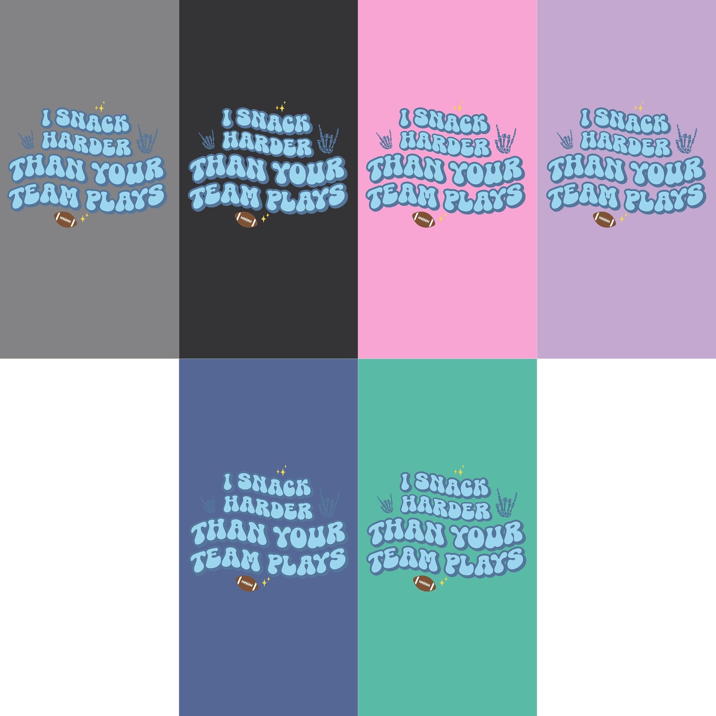 I Snack Harder Than Your Team Plays Tee - Retro Font, Rocker Hands, Game Day Fun, Wavey Design, Sports Party Events