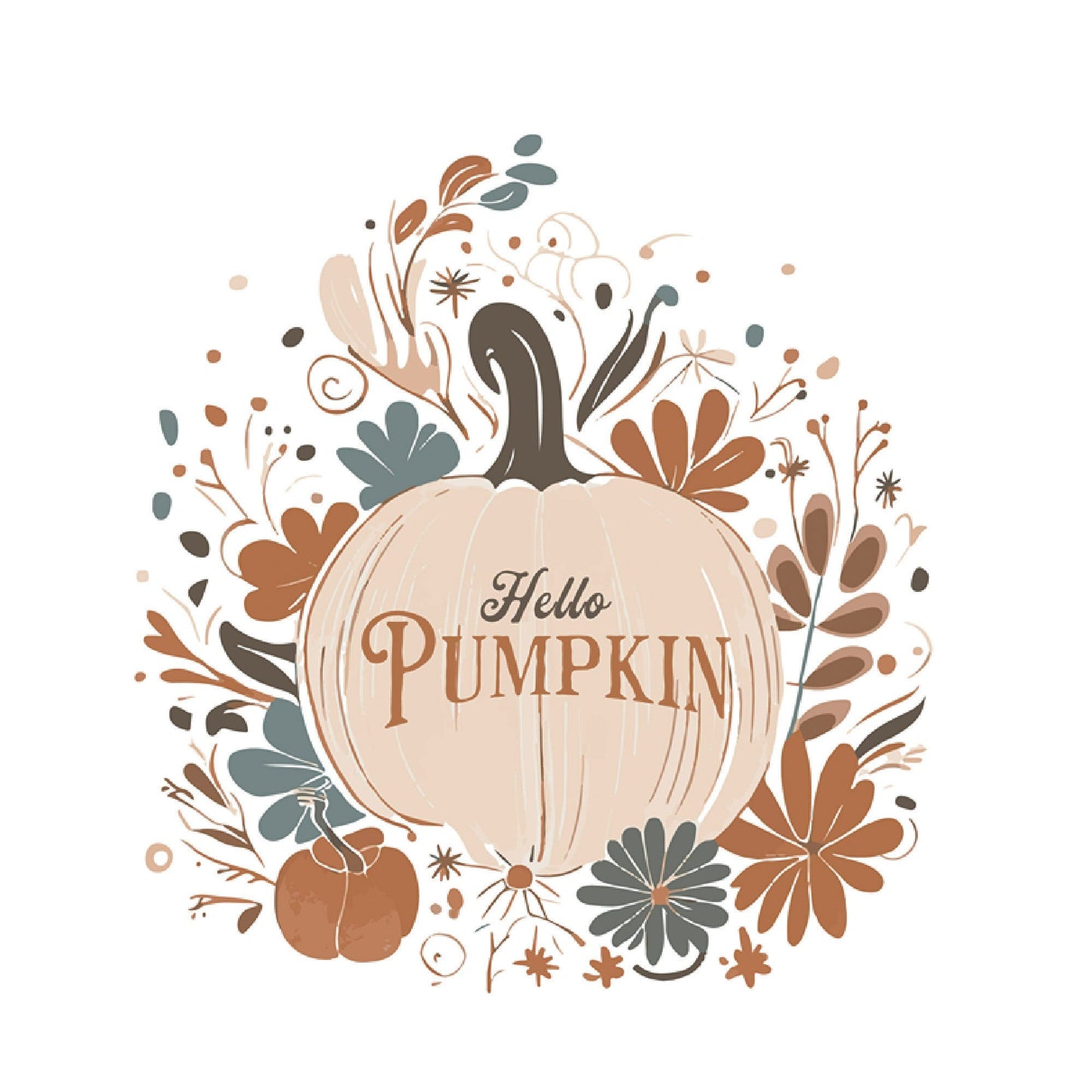 Hello Pumpkin Retro Fall Tee - Tan Pumpkin, Autumn Colors, Retro Vibes, Autumn Colors, Pumpkin Patch Shirt