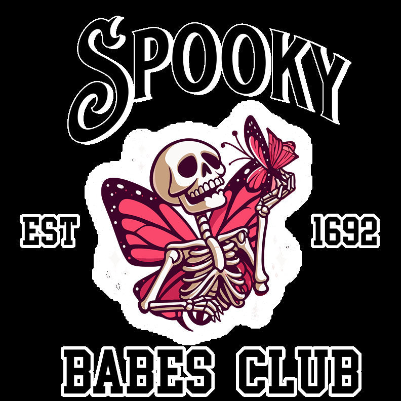 Spooky Babes Club Skeleton Butterfly Tee - Mystical Vibes, Est. 1692, Goth Tee, Goth Babe, Boho T-Shirt