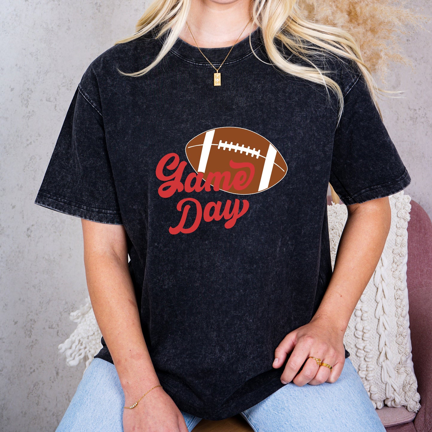 Game Day Groove Red Font Tee - Football Backdrop, Sports Event Vibes, Tail Gate Tee, Football Tee, Sports Tee, Sports Girl