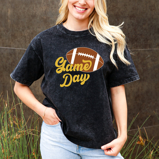 Game Day Groove Yellow Font Tee - Football Backdrop, Sports Event Vibes, Tail Gate Tee, Football Tee, Sports Tee, Sports Girl