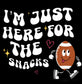 I'm Just Here for the Snacks Groovy Font Tee - Retro Football Fun