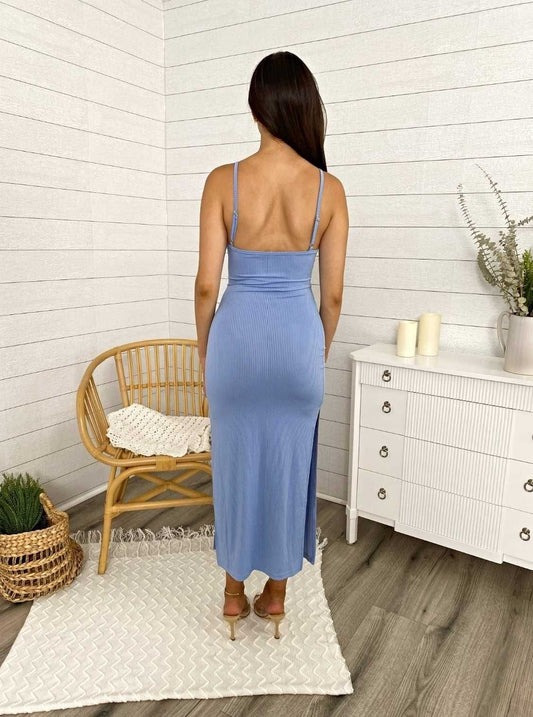 Front Knot Ribbed Dress